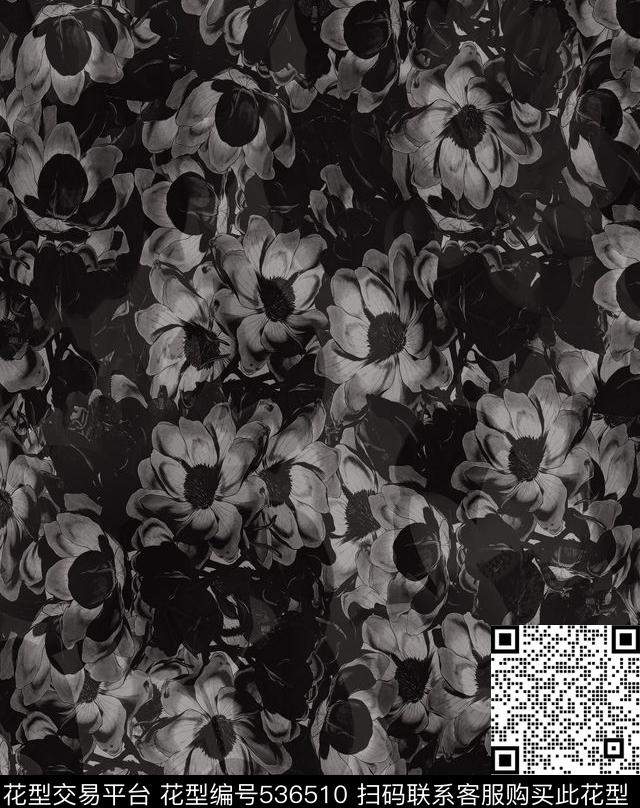 复古花朵潮流数码印花华亿平台下载（图片编号: 536510） - 瓦栏（Walan）