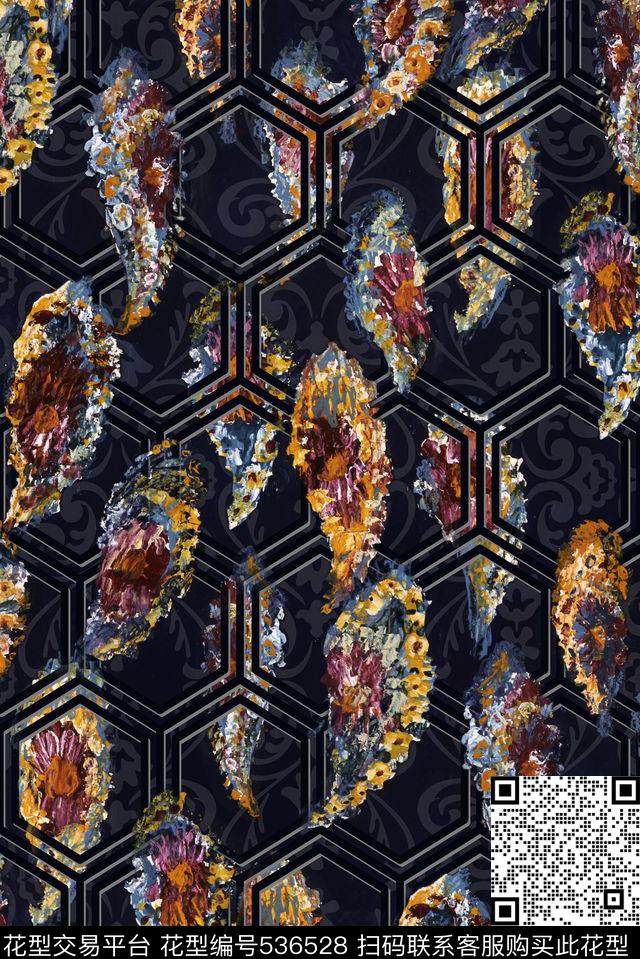 几何佩里斯油画数码印花华亿平台下载（图片编号: 536528） - 瓦栏（Walan）