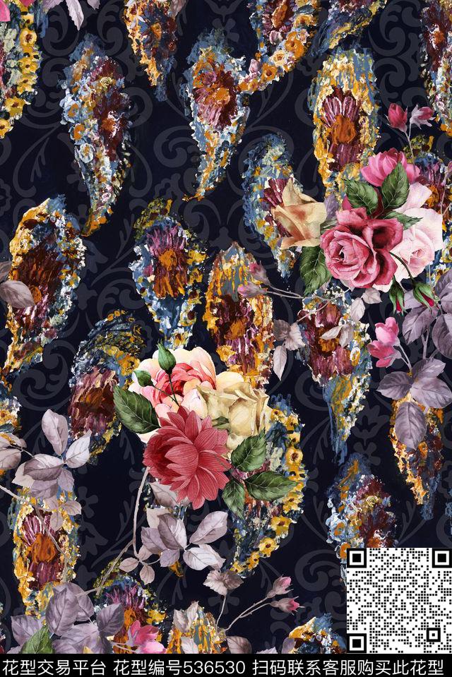 几何佩里斯油画数码印花华亿平台下载（图片编号: 536530） - 瓦栏（Walan）