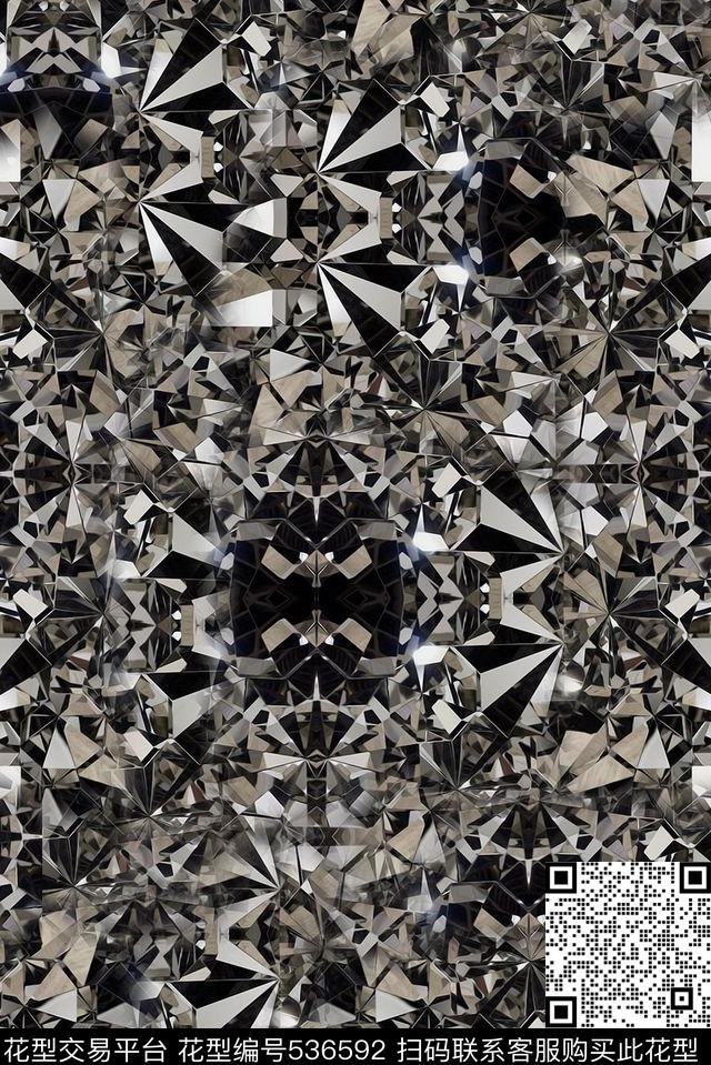 时尚潮流金属几何抽象肌理数码印花华亿平台下载（图片编号: 536592） - 瓦栏（Walan）