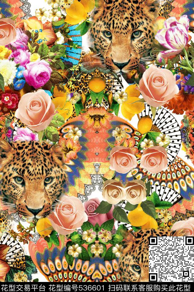 大牌女装男士休闲衬衫复古大牌欧式宫廷风折扇花卉玫瑰豹纹老虎头数码印花华亿平台下载（图片编号: 536601） - 瓦栏（Walan）