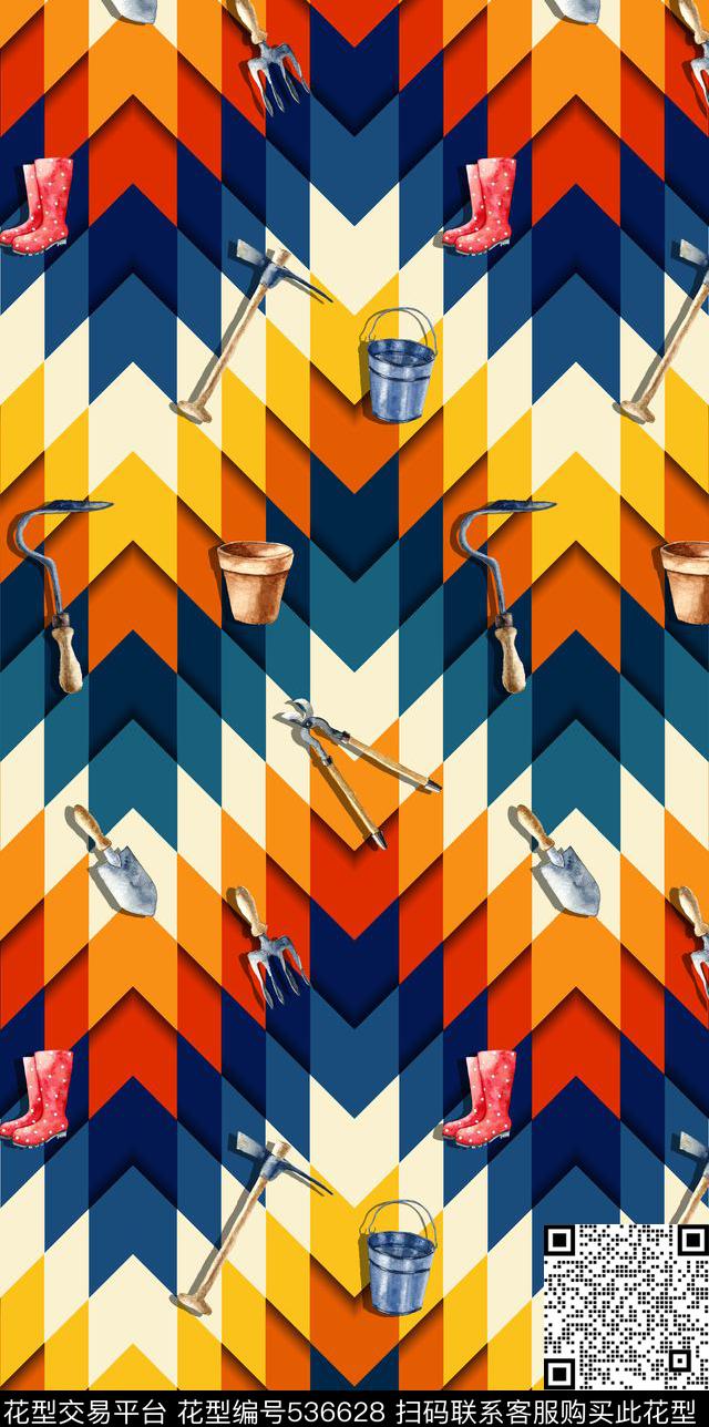 工具几何菱形数码印花华亿平台下载（图片编号: 536628） - 瓦栏（Walan）
