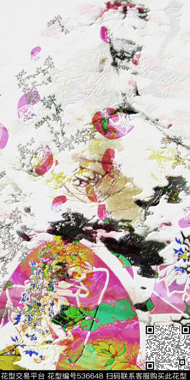 抽象定位花亮彩时尚数码印花华亿平台下载（图片编号: 536648） - 瓦栏（Walan）