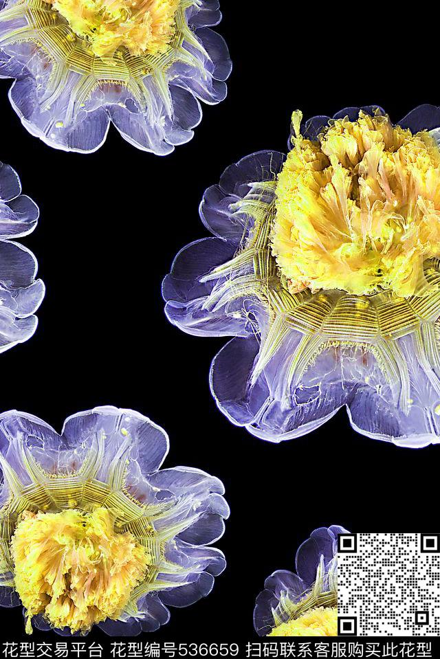 花卉潮流时尚大牌抽象海洋植物数码印花华亿平台下载（图片编号: 536659） - 瓦栏（Walan）