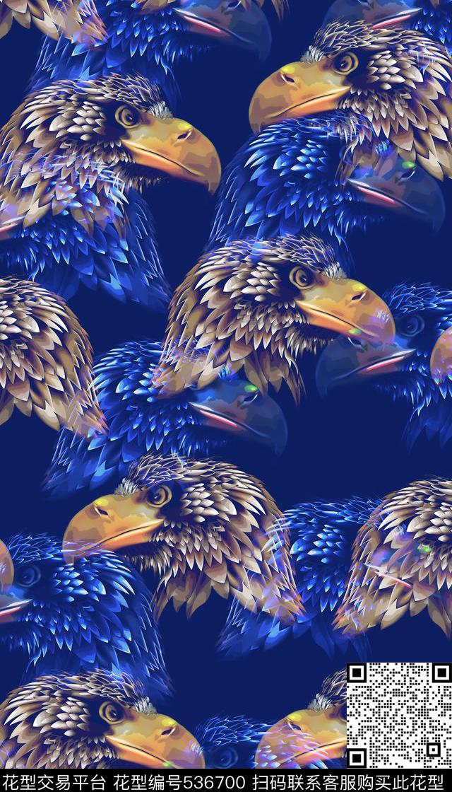 时尚潮流动物手绘鹰头数码印花华亿平台下载（图片编号: 536700） - 瓦栏（Walan）