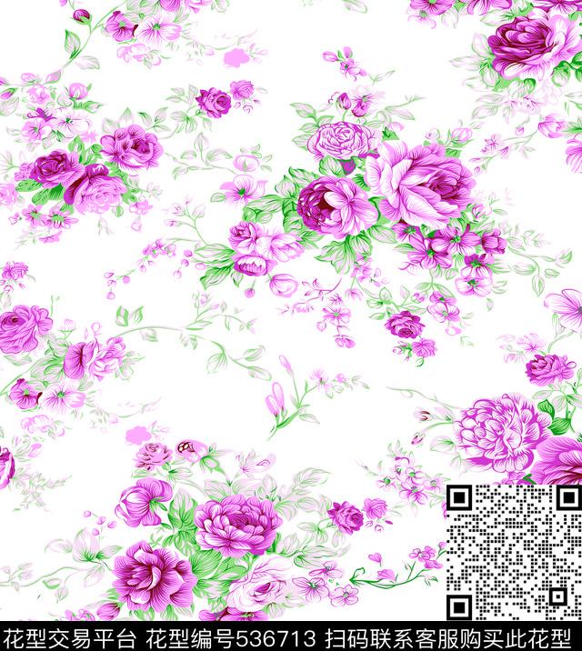 服装夏季洋红色传统印花华亿平台下载（图片编号: 536713） - 瓦栏（Walan）