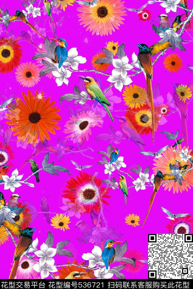 中国风流行时尚花鸟印花服装家纺花卉鸟树枝中国风流行时尚花鸟印花服装家纺旗袍中国风数码印花华亿平台下载（图片编号: 536721） - 瓦栏（Walan）