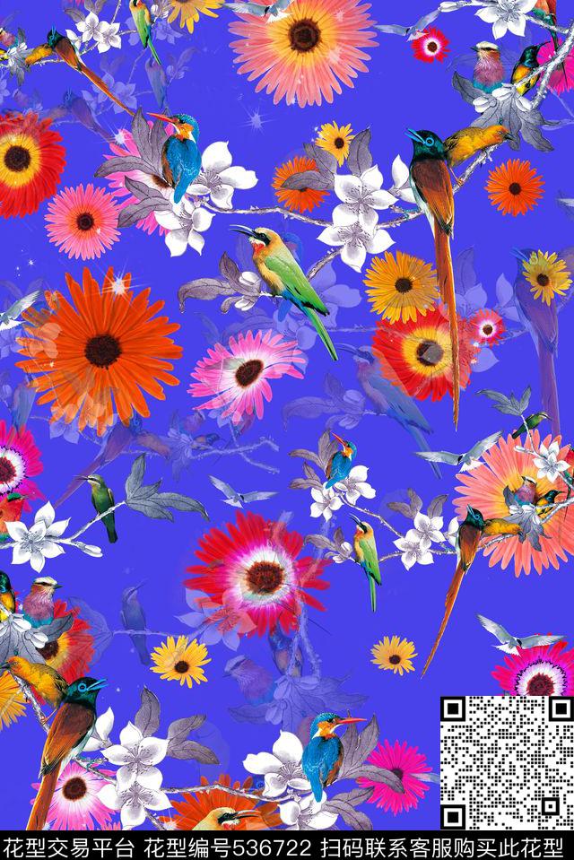 中国风流行时尚花鸟印花服装家纺花卉鸟树枝中国风流行时尚花鸟印花服装家纺旗袍中国风数码印花华亿平台下载（图片编号: 536722） - 瓦栏（Walan）