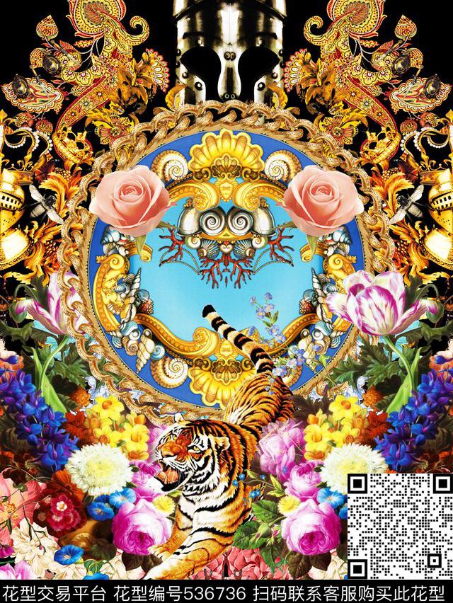 T恤定位图案二方连续欧式宫廷风大牌女装男士衬衫复古骑士花纹华丽花卉昆虫纹样花卉欧式宫廷风数码印花华亿平台下载（图片编号: 536736） - 瓦栏（Walan）