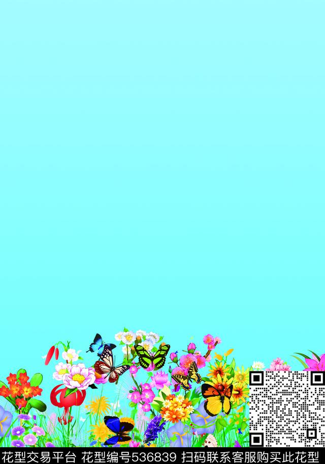 蝴蝶花朵流行风数码印花华亿平台下载（图片编号: 536839） - 瓦栏（Walan）