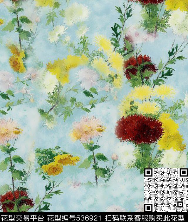 油画小草花欧式数码印花华亿平台下载（图片编号: 536921） - 瓦栏（Walan）