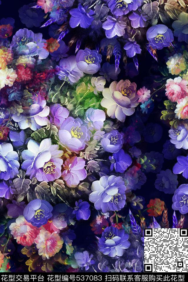 油画田园风小碎花数码印花华亿平台下载（图片编号: 537083） - 瓦栏（Walan）