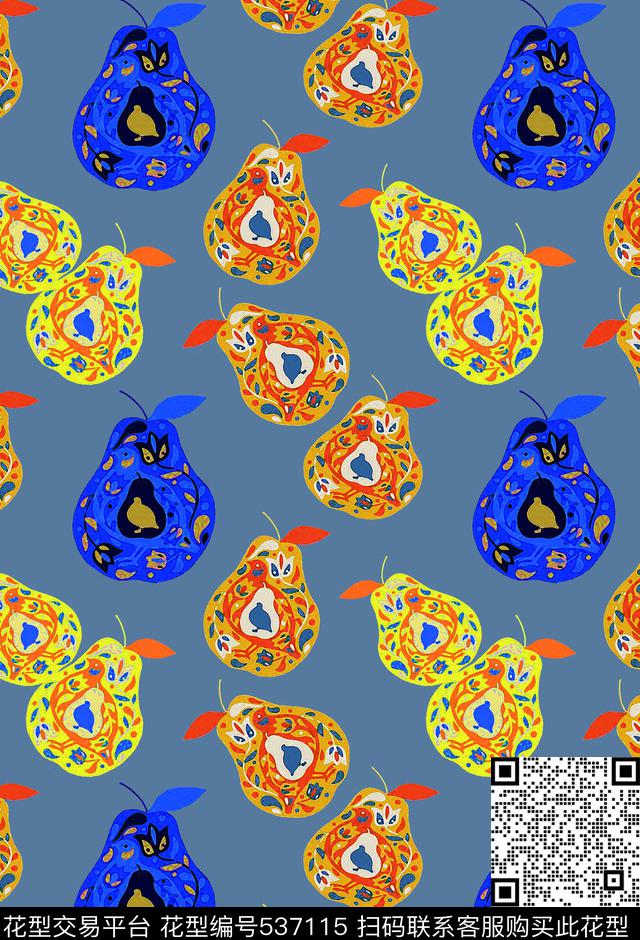 田园风多子多福鸟趣数码印花华亿平台下载（图片编号: 537115） - 瓦栏（Walan）