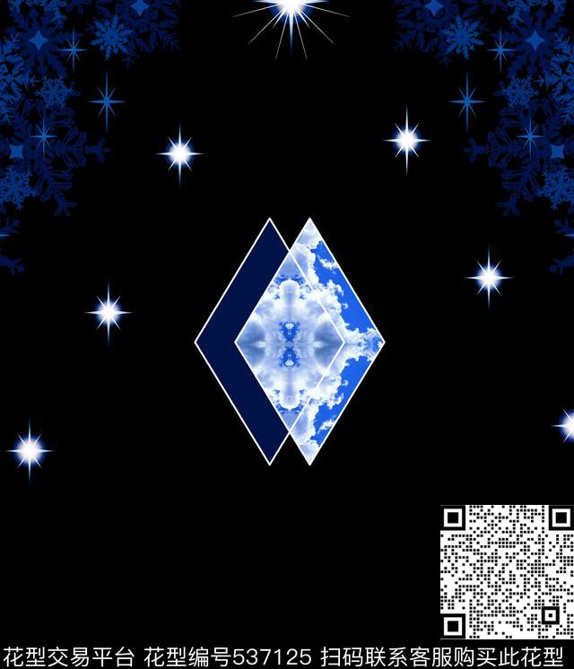 抽象雪花星星数码印花华亿平台下载（图片编号: 537125） - 瓦栏（Walan）
