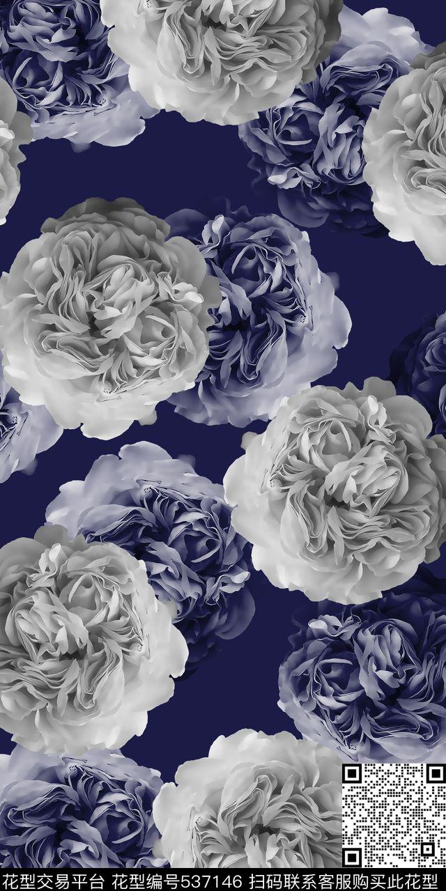 女装沙发窗帘箱包时尚花卉玫瑰花丝绸棉布真丝数码印花华亿平台下载（图片编号: 537146） - 瓦栏（Walan）
