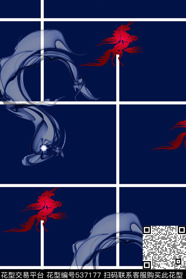 抽象格纹飞马数码印花华亿平台下载（图片编号: 537177） - 瓦栏（Walan）