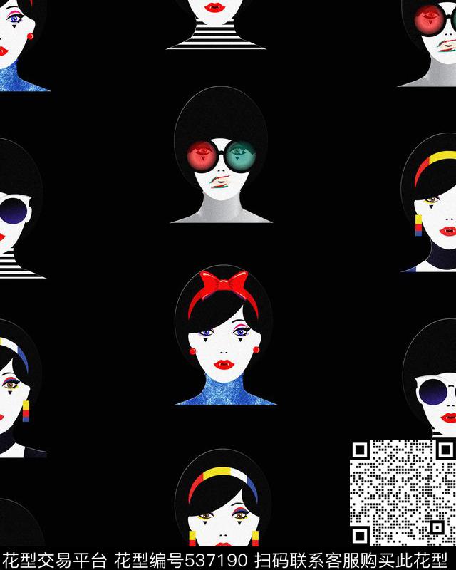 波普风波普人像数码印花华亿平台下载（图片编号: 537190） - 瓦栏（Walan）