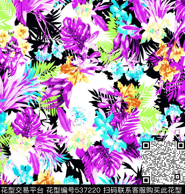 传统抽象花卉传统印花华亿平台下载（图片编号: 537220） - 瓦栏（Walan）