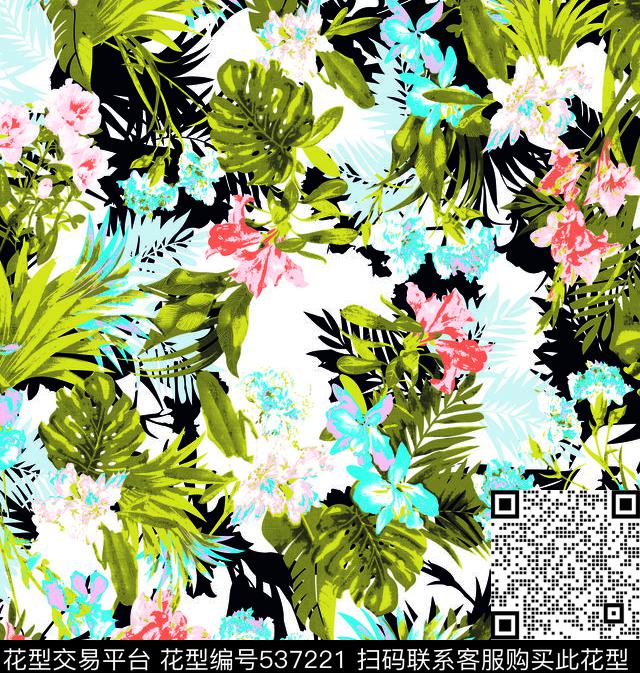 传统抽象花卉传统印花华亿平台下载（图片编号: 537221） - 瓦栏（Walan）