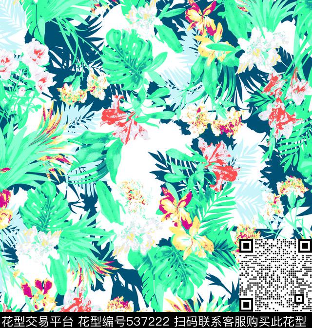 传统抽象花卉传统印花华亿平台下载（图片编号: 537222） - 瓦栏（Walan）