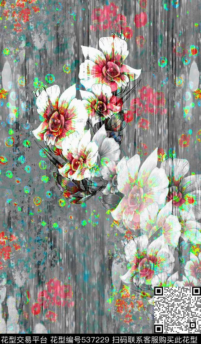 中国风花卉肌理数码印花华亿平台下载（图片编号: 537229） - 瓦栏（Walan）