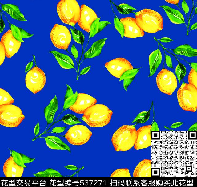 柠檬手绘柠檬手绘水果数码印花华亿平台下载（图片编号: 537271） - 瓦栏（Walan）