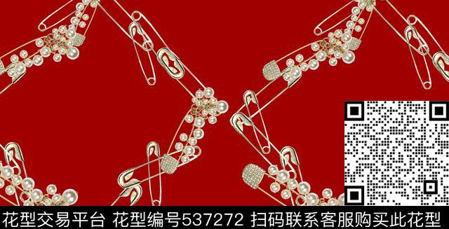 秋冬曲别针四方连续数码印花华亿平台下载（图片编号: 537272） - 瓦栏（Walan）