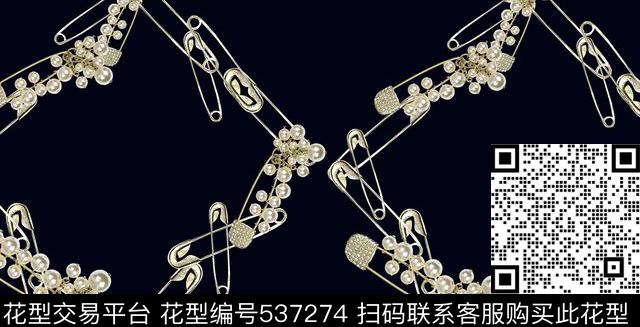 秋冬曲别针四方连续数码印花华亿平台下载（图片编号: 537274） - 瓦栏（Walan）