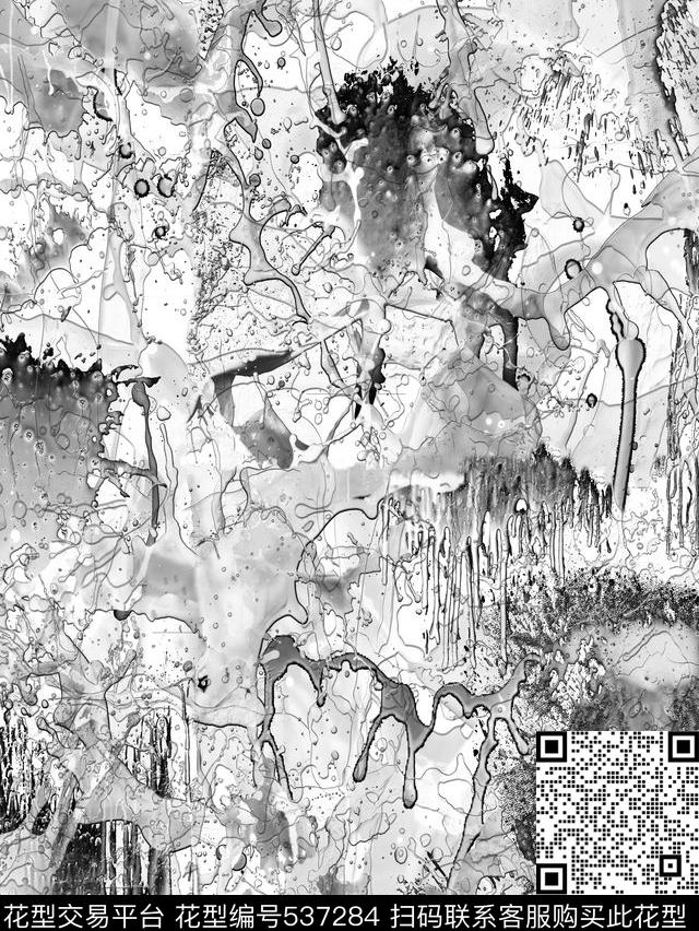 抽象泼墨流淌效果服装数码印花华亿平台下载（图片编号: 537284） - 瓦栏（Walan）