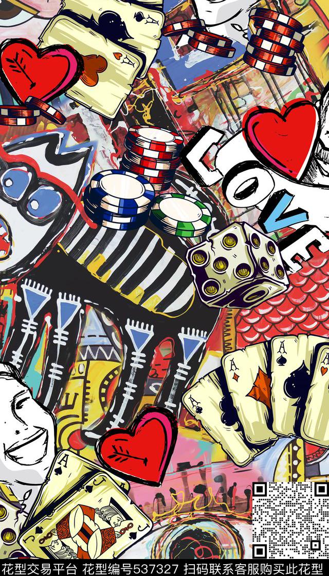 抽象涂鸦嘻哈漫画数码印花华亿平台下载（图片编号: 537327） - 瓦栏（Walan）