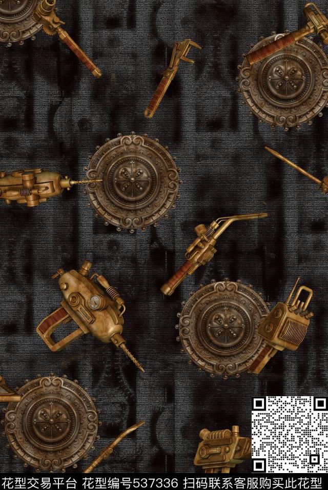 复古工业革命家纺数码印花华亿平台下载（图片编号: 537336） - 瓦栏（Walan）