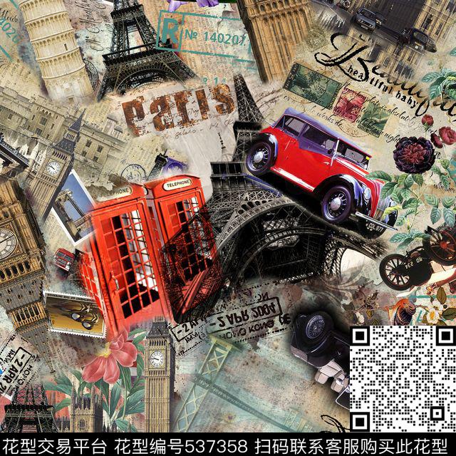 休闲风汽车建筑数码印花华亿平台下载（图片编号: 537358） - 瓦栏（Walan）