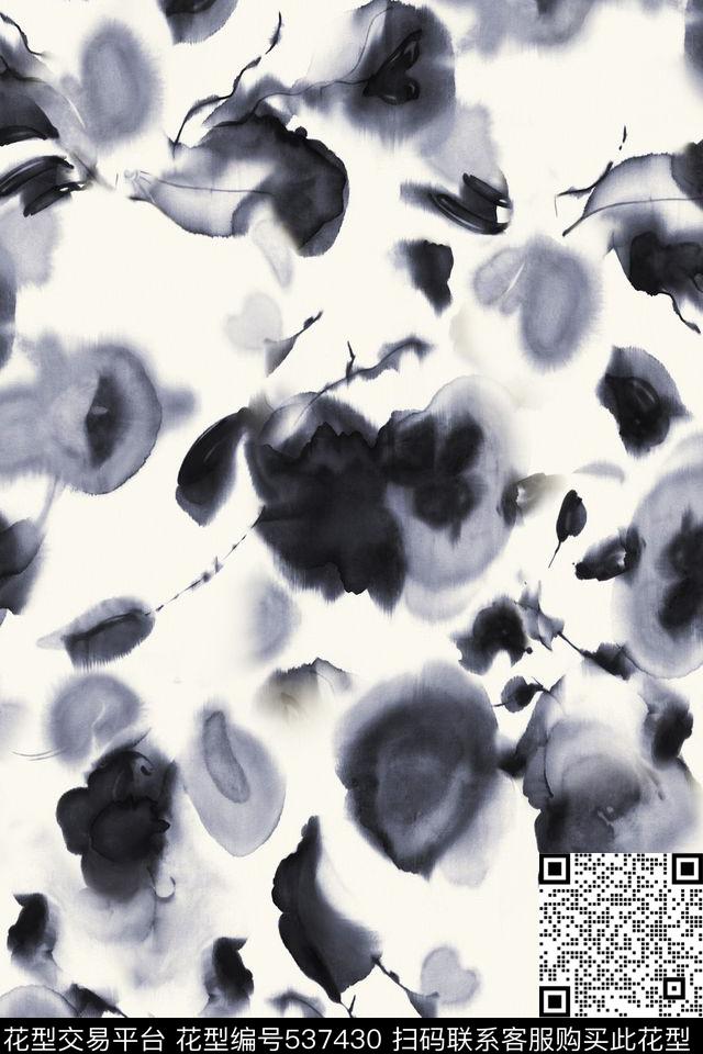 服装面料华亿平台水彩抽象中国风花卉休闲时尚水彩抽象民族中国风素雅数码印花华亿平台下载（图片编号: 537430） - 瓦栏（Walan）