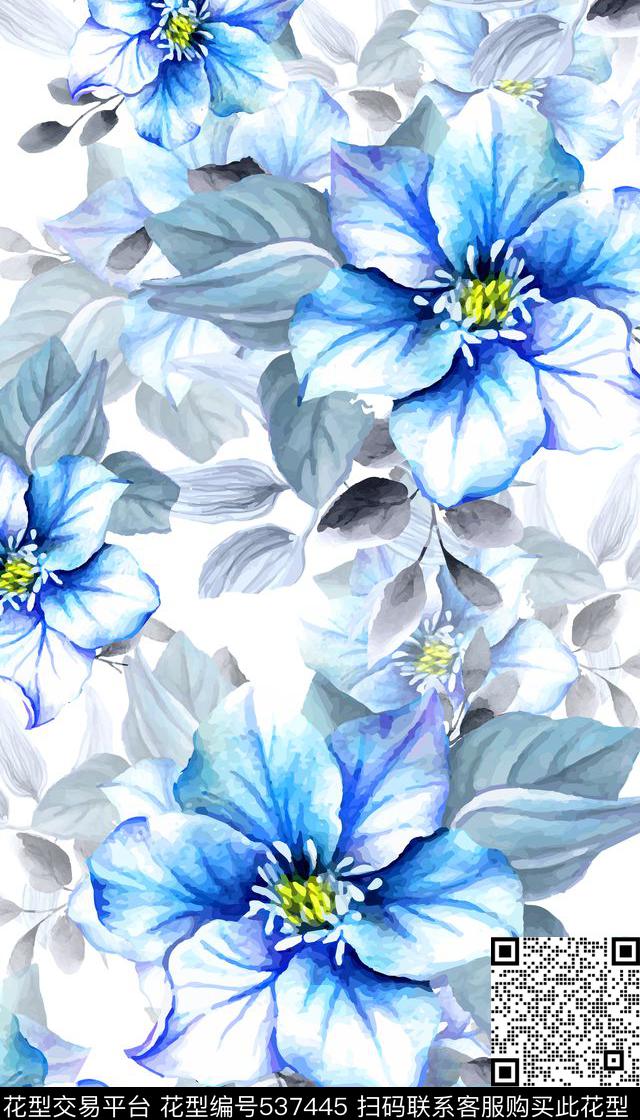 水彩画花卉罂粟数码印花华亿平台下载（图片编号: 537445） - 瓦栏（Walan）