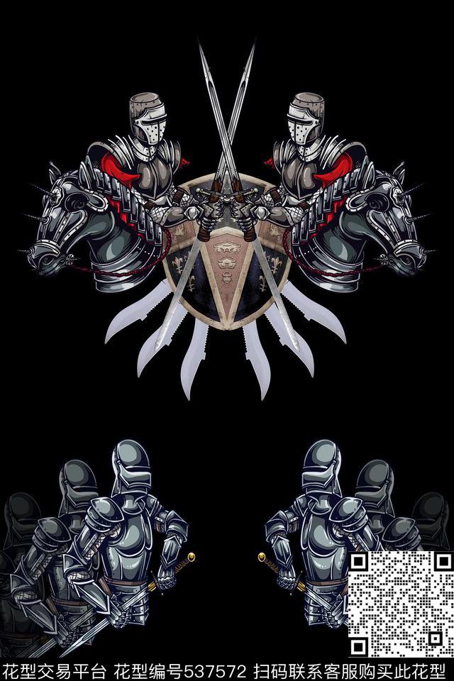 潮流时尚复古战士男装定位数码印花华亿平台下载（图片编号: 537572） - 瓦栏（Walan）