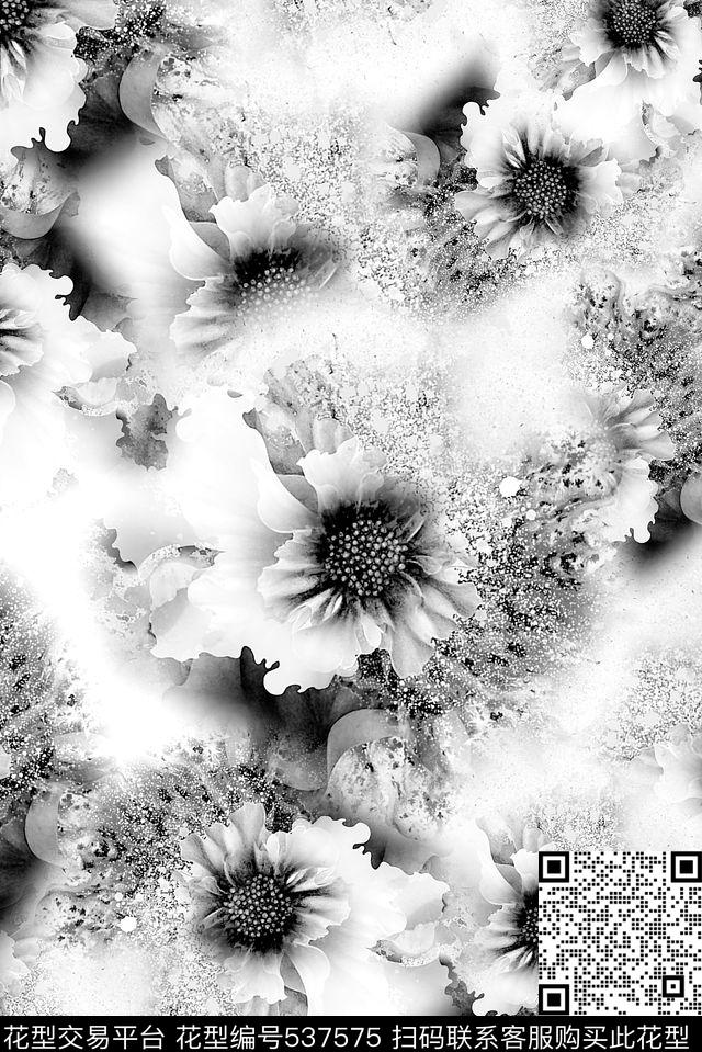 花卉水彩手绘数码印花华亿平台下载（图片编号: 537575） - 瓦栏（Walan）