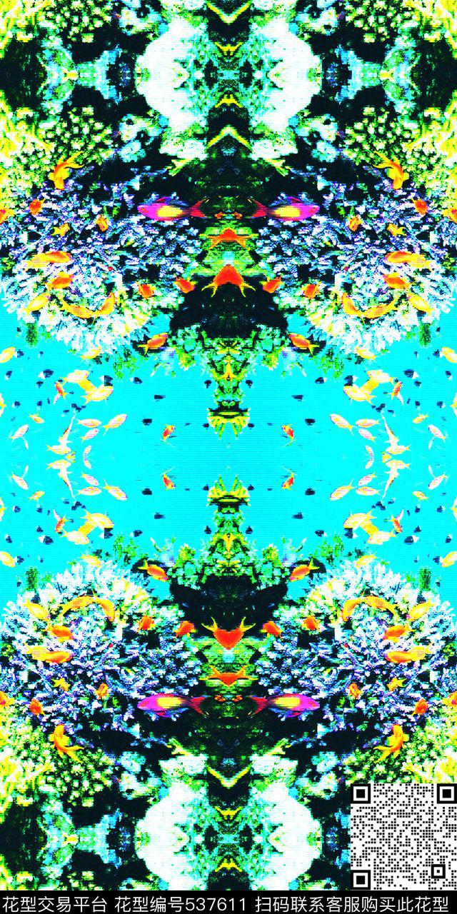 时尚海底世界外套卫衣羽绒服数码印花华亿平台下载（图片编号: 537611） - 瓦栏（Walan）