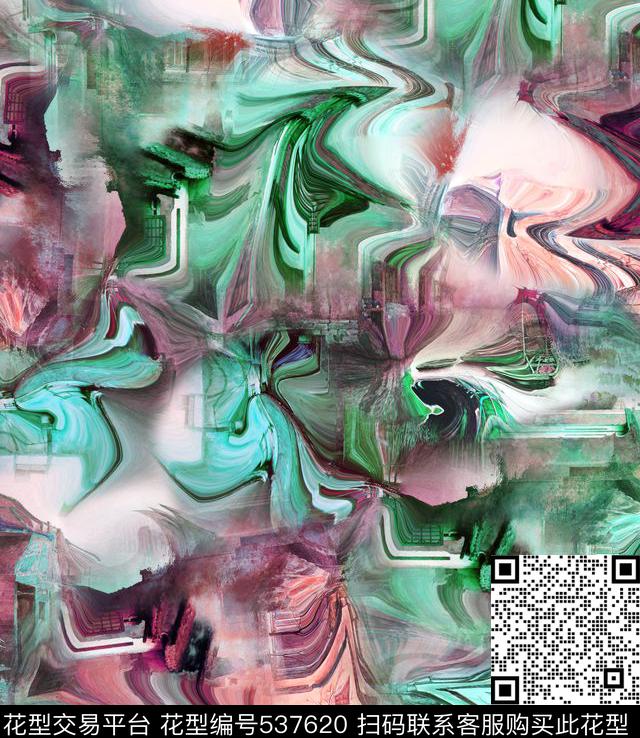 风景潮流时尚大牌手绘油画数码印花华亿平台下载（图片编号: 537620） - 瓦栏（Walan）