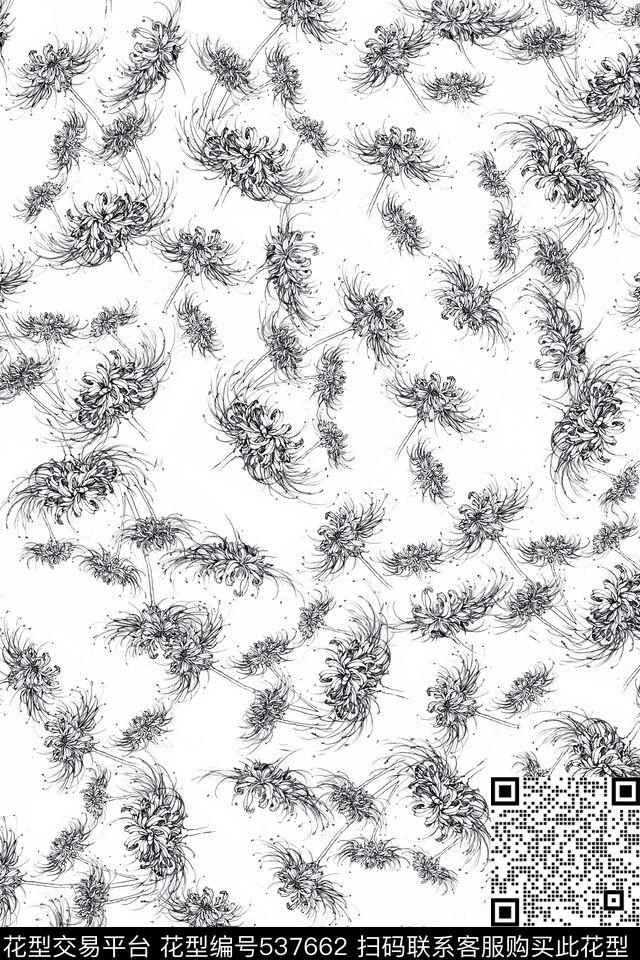 L.D~手绘原创白描传统印花华亿平台下载（图片编号: 537662） - 瓦栏（Walan）