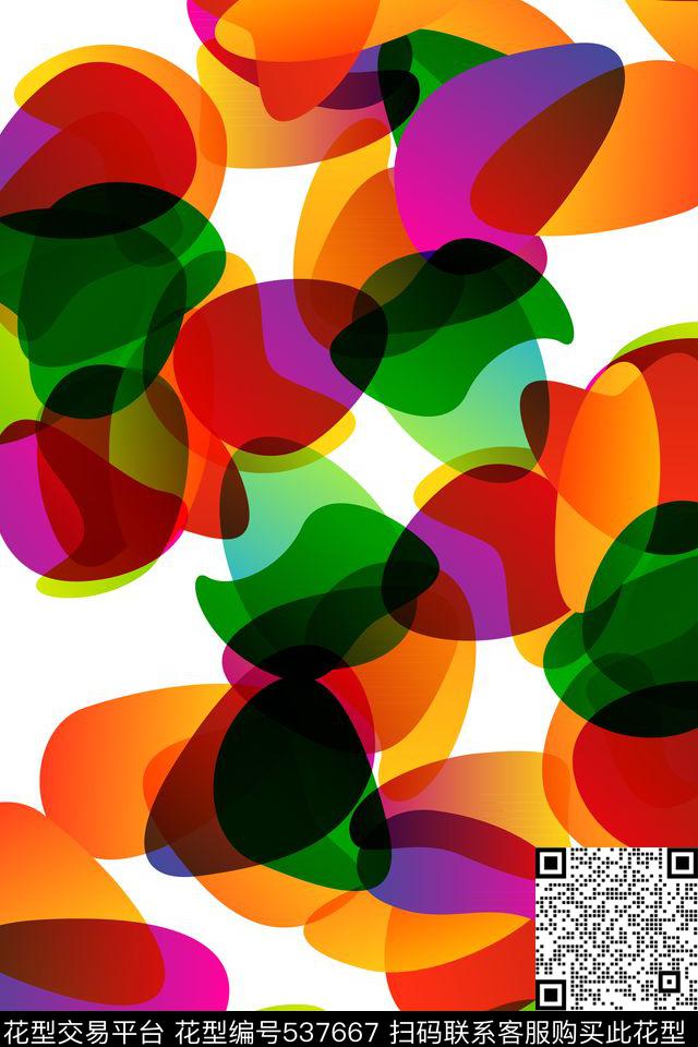 抽象叠加艺术色块数码印花华亿平台下载（图片编号: 537667） - 瓦栏（Walan）