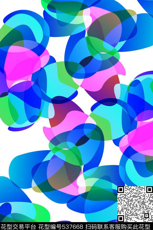 抽象叠加艺术色块数码印花华亿平台下载（图片编号: 537668） - 瓦栏（Walan）
