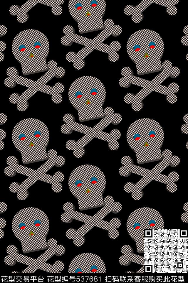 趣味男装红眼骷髅传统印花华亿平台下载（图片编号: 537681） - 瓦栏（Walan）