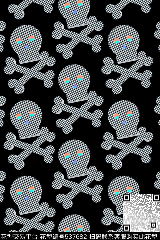 趣味男装红眼骷髅传统印花华亿平台下载（图片编号: 537682） - 瓦栏（Walan）