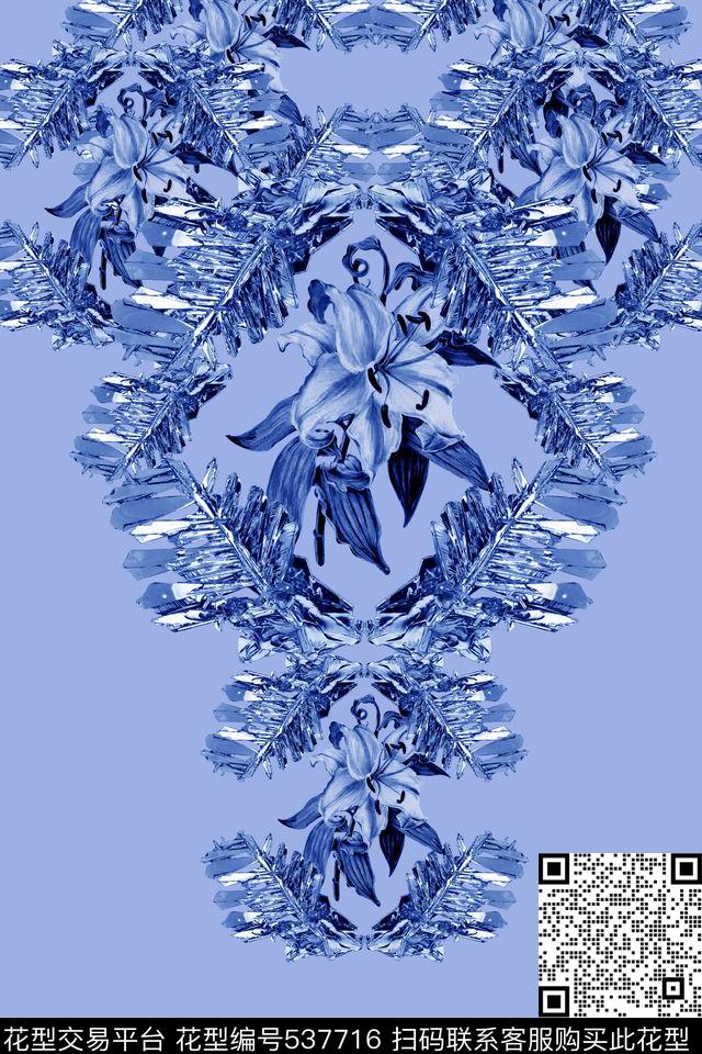 花卉金属块时尚大牌中国风数码印花华亿平台下载（图片编号: 537716） - 瓦栏（Walan）