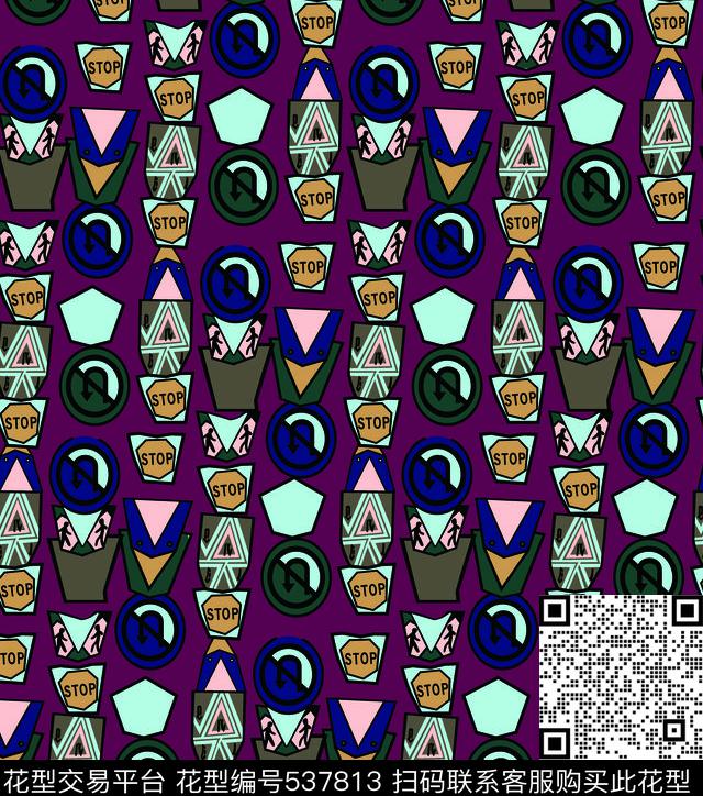 中国风几何字母传统印花华亿平台下载（图片编号: 537813） - 瓦栏（Walan）