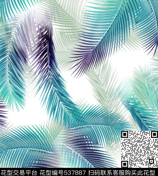热带夏威夷棕榈数码印花华亿平台下载（图片编号: 537887） - 瓦栏（Walan）