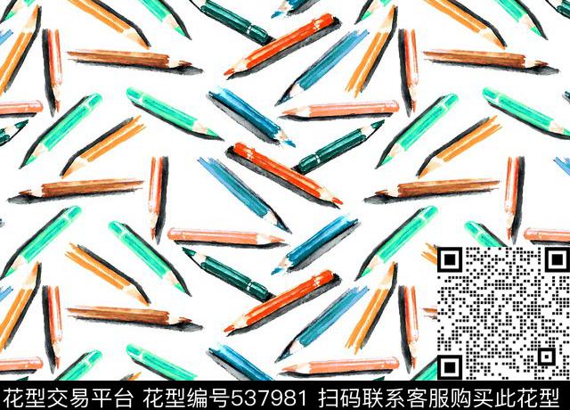 写意铅笔手绘数码印花华亿平台下载（图片编号: 537981） - 瓦栏（Walan）