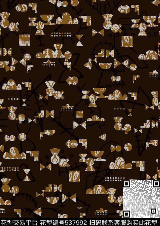 迷彩几何涂鸦传统印花华亿平台下载（图片编号: 537992） - 瓦栏（Walan）