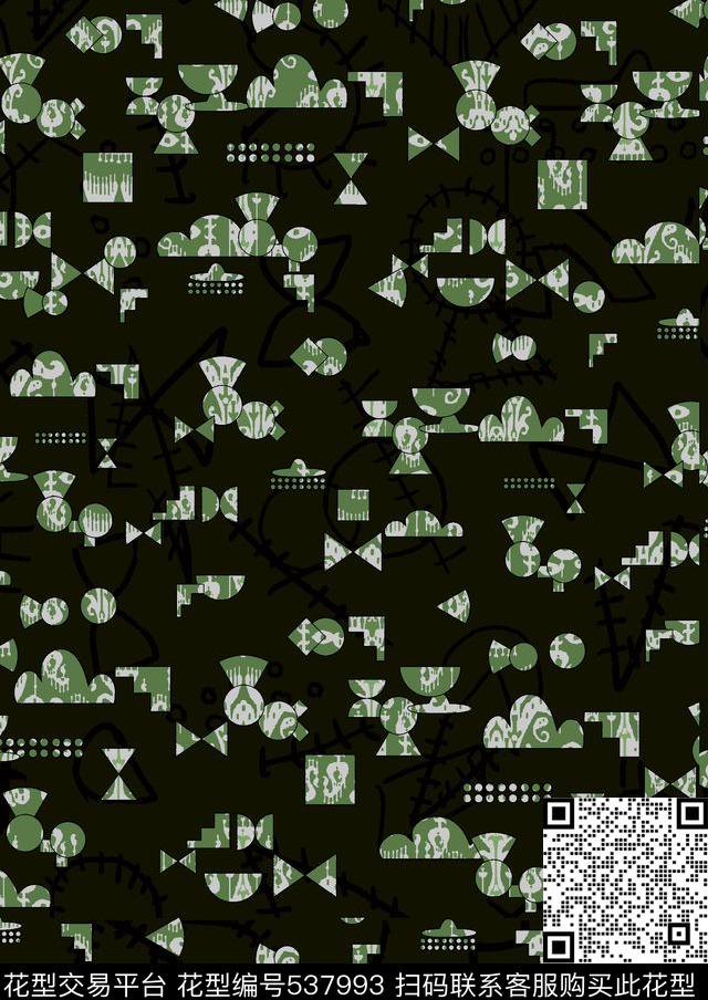 迷彩几何涂鸦传统印花华亿平台下载（图片编号: 537993） - 瓦栏（Walan）