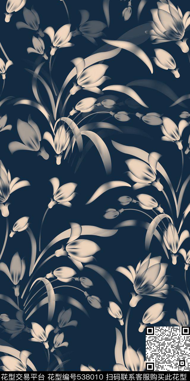 花卉流行时尚梦幻数码印花华亿平台下载（图片编号: 538010） - 瓦栏（Walan）
